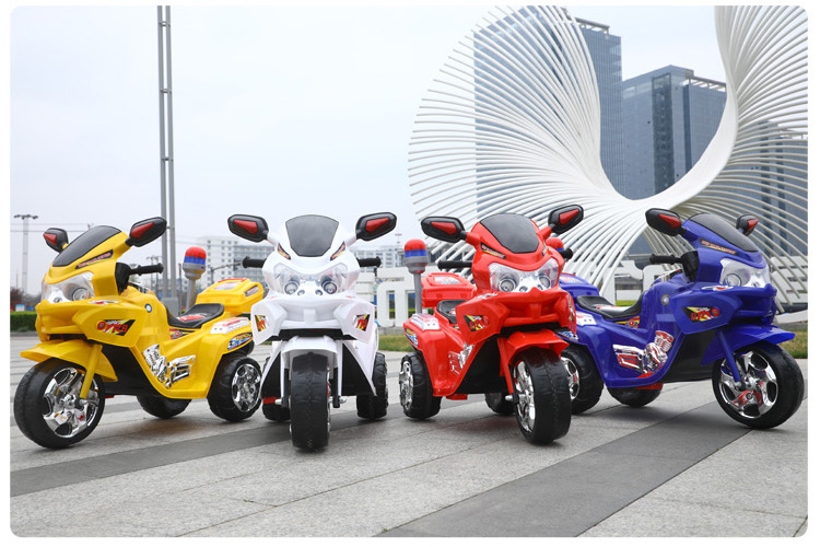 Big Seat Children's Electric Motorcycle with Music Lamp Police Bike Classical Style