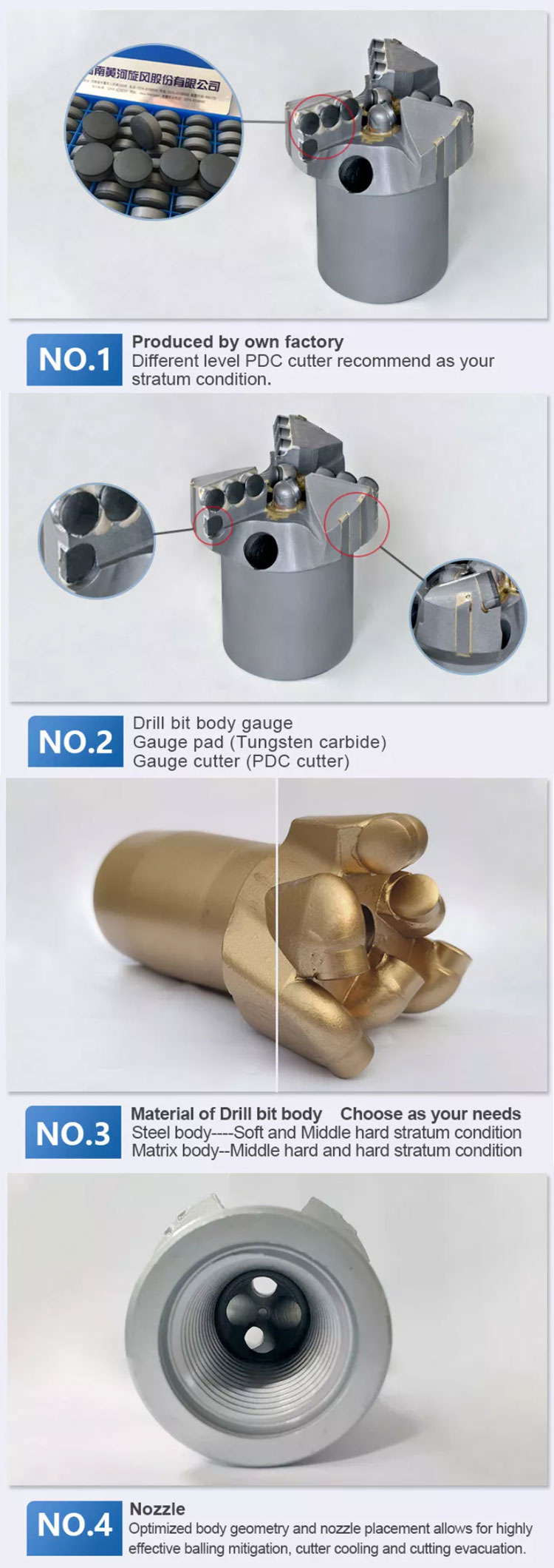 112 Mm 3 Wings Thread Diamond Core Bits API 2 3/8" PIN For Water Well Drilling Ore Drill Bit