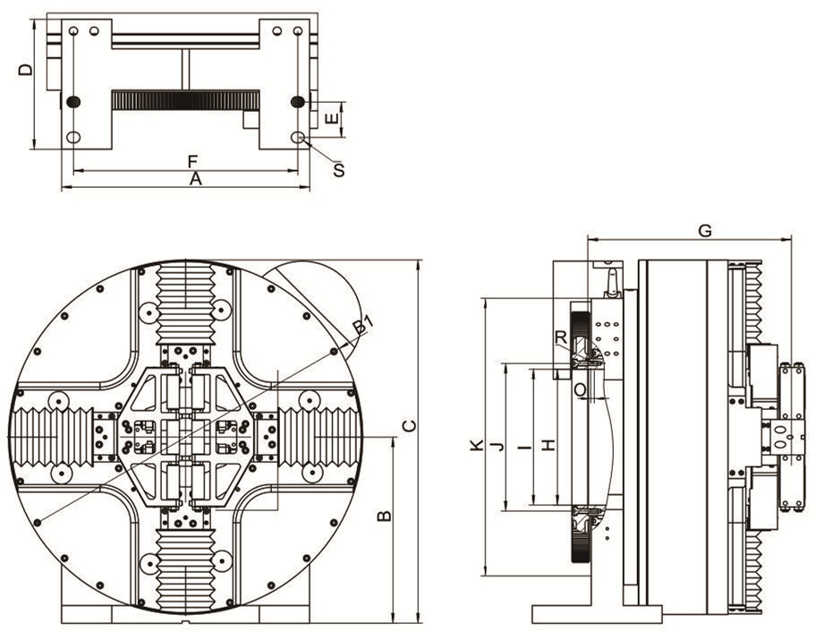 Single Bearing Pneumatic Rotary Chuck Professional Laser Chuck For Pipe Cutting