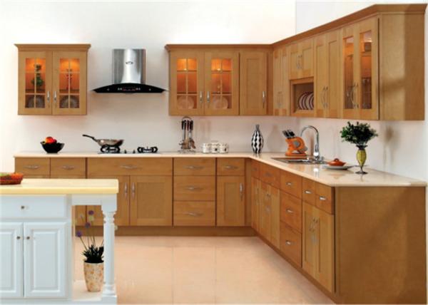 Marble stone Countertop Solid Wood Kitchen Furniture , White Closeout Kitchen