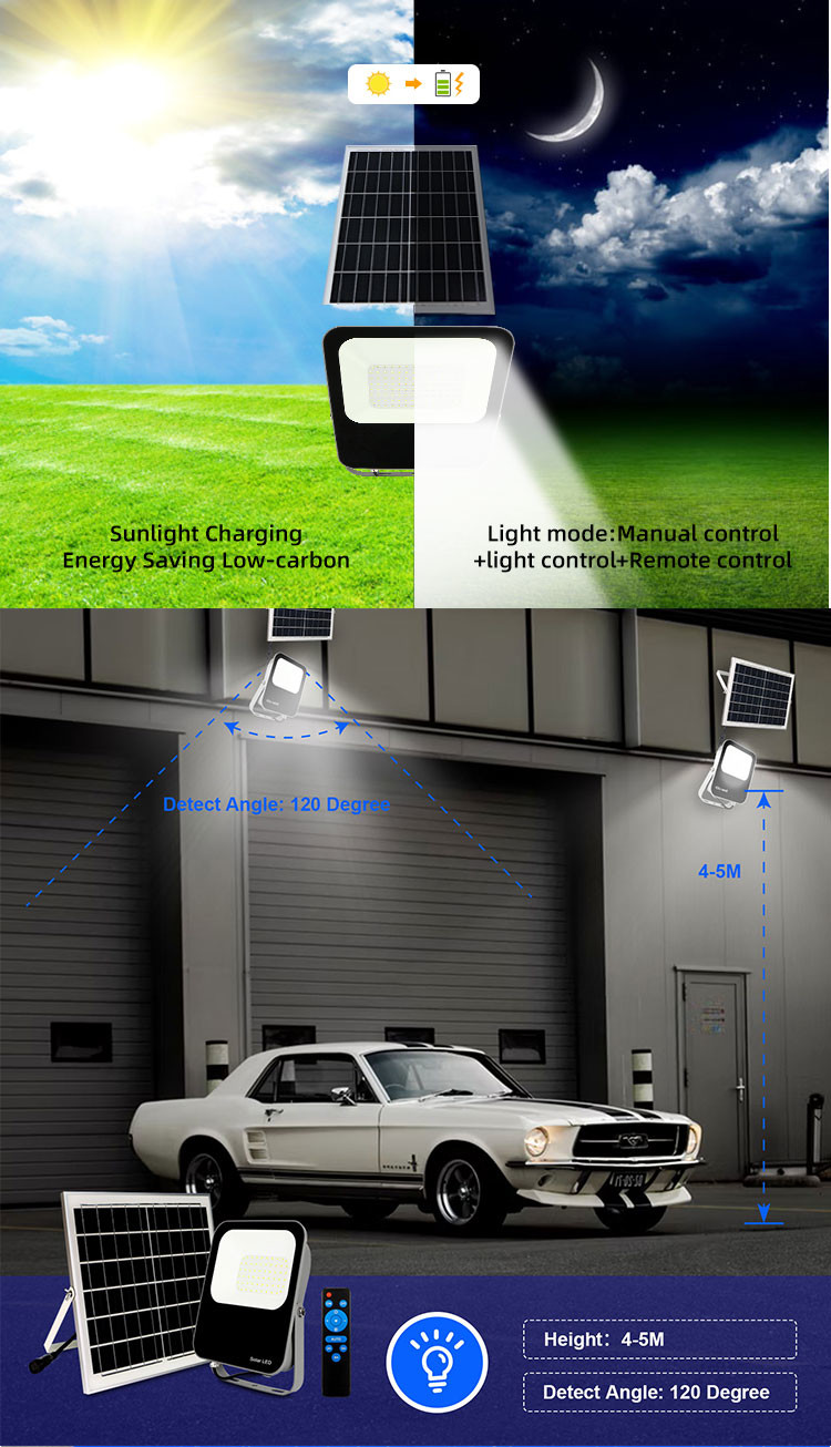 Warehouse Outdoor LED Solar Flood Light RGB 8000 Lumen 25w 50w 60w