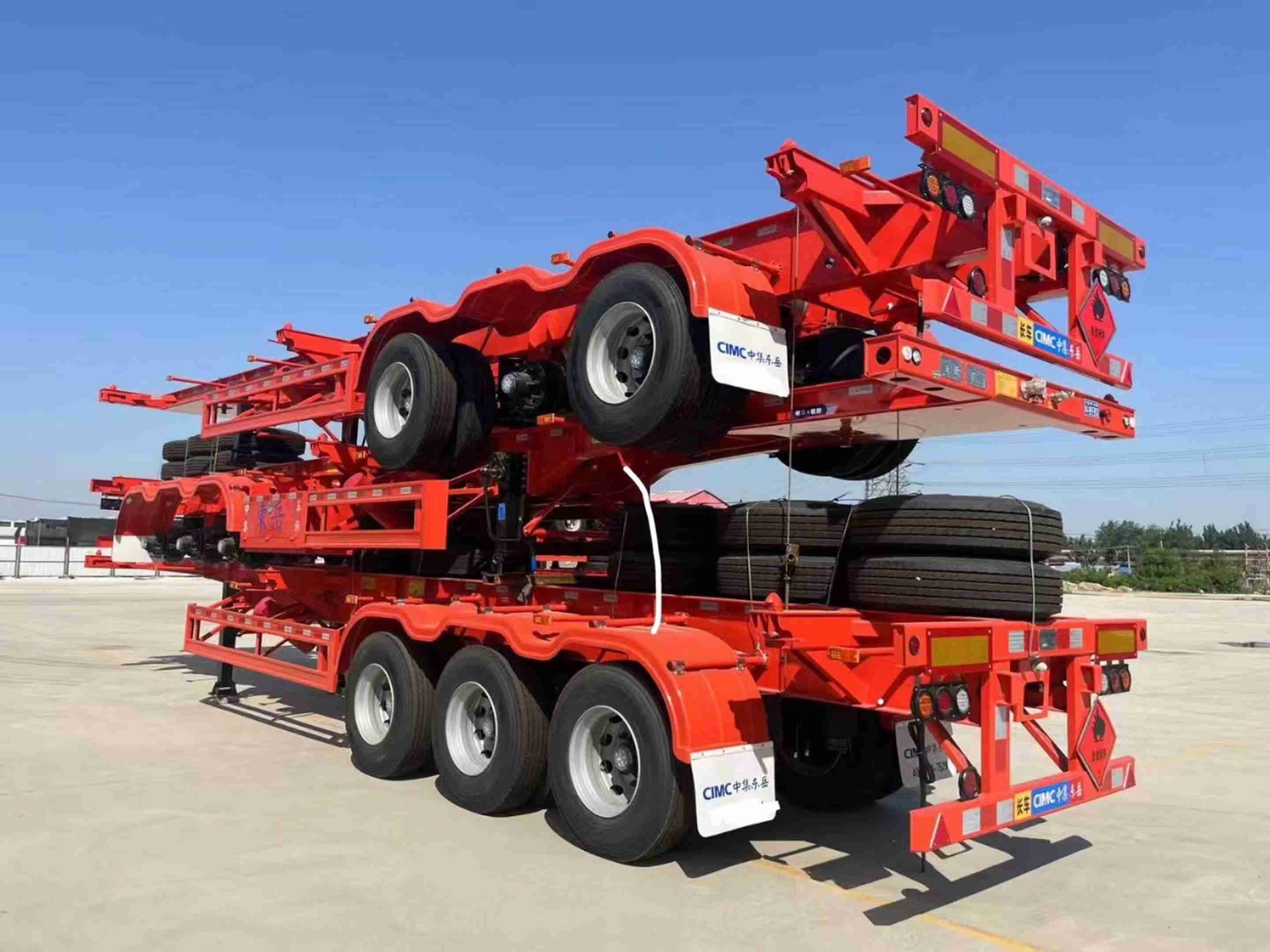 CIMC 3 Axles Skeleton Container Semi Trailer Cargo Container Transportation Truck Semi Trailer
