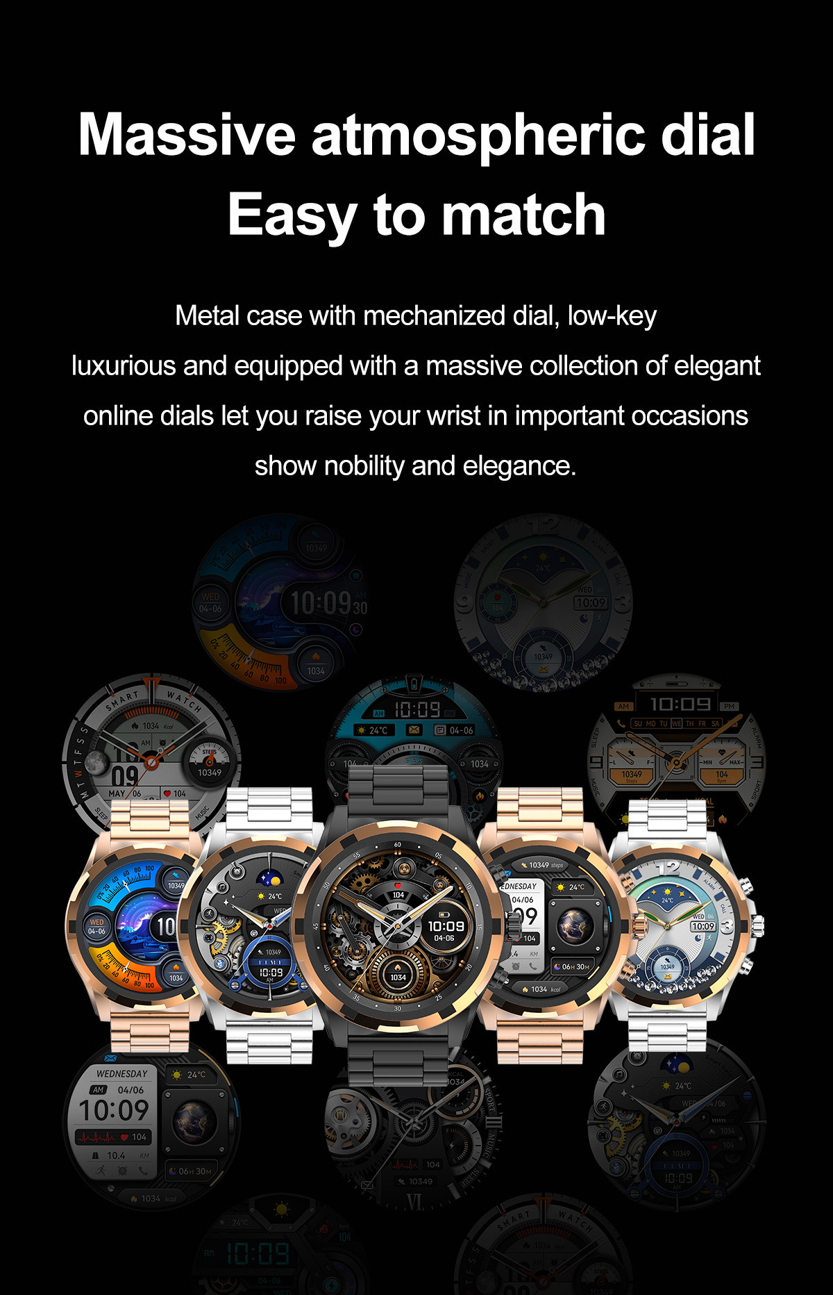 Round Shape, 1.43-inch Large Screen, Smart Watch, Bluetooth 5.0, Calls, Voice Assistant, Business Watch
