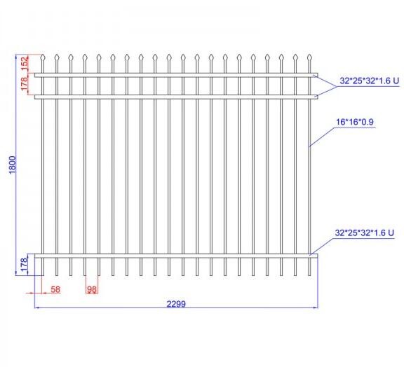 Spear Top Steel Tubular Fencing Security School Anti Aging