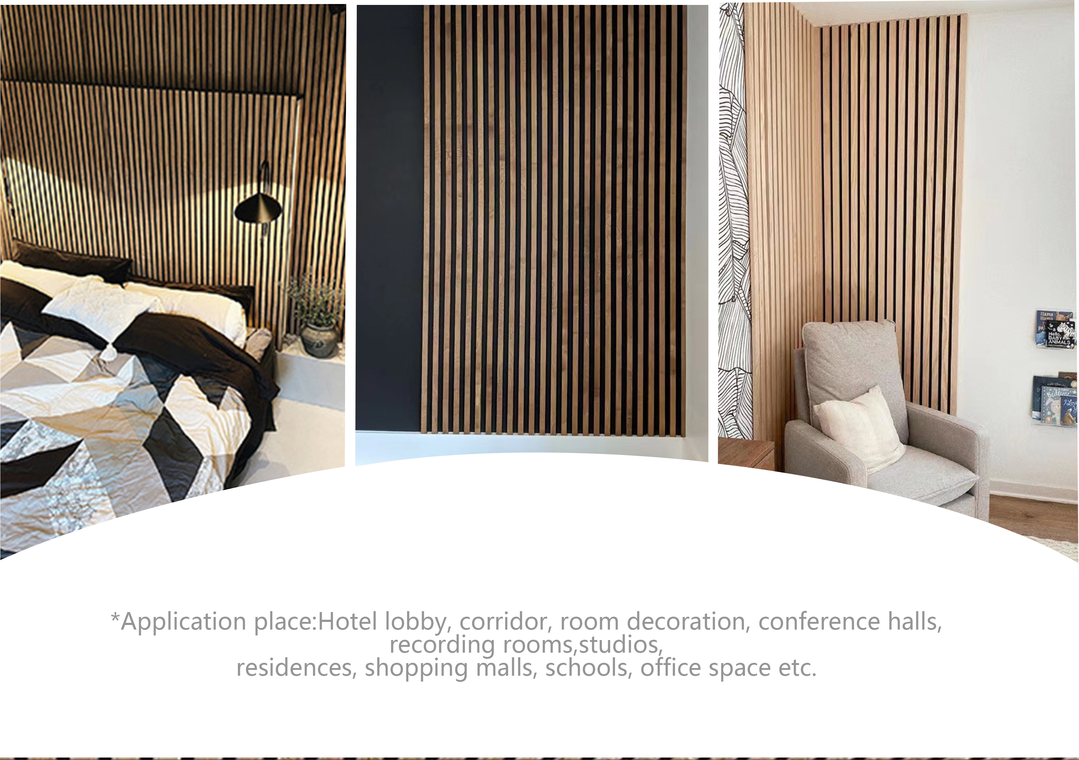 Fr MDF Slatted Timber Acoustic Panels for Wall and Ceiling Decoration 12mm Thickness