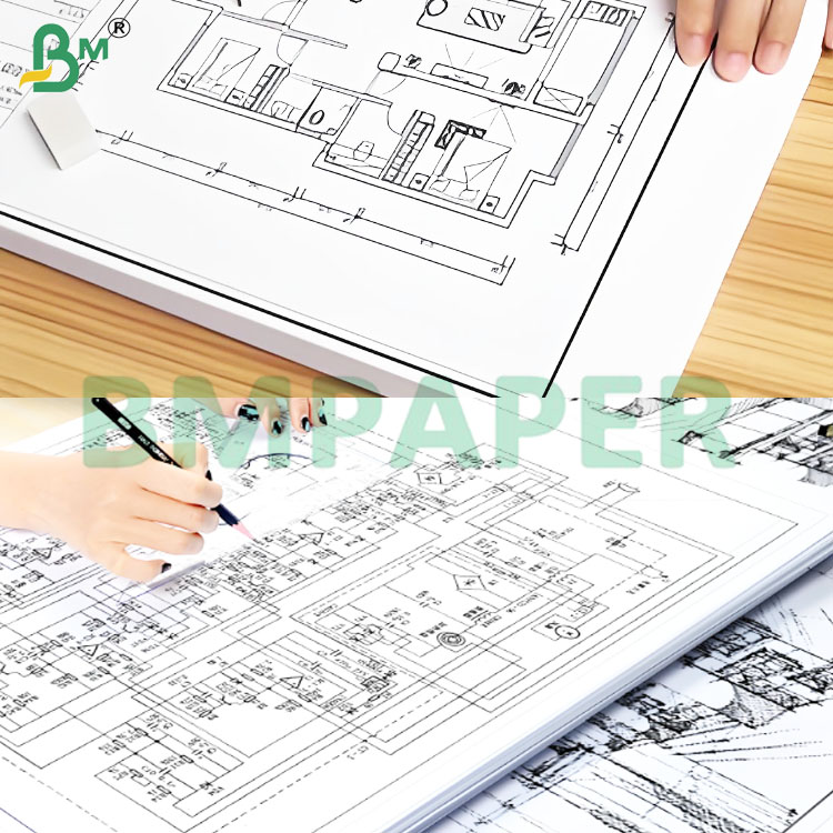 2 Inch Core 80gsm CAD Plotter Paper Rolls for Technical Drawings