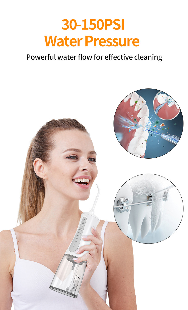 Portable Water Flosser IPX7 Waterproof Oral Cleaning Care 360° Rotating Nozzle