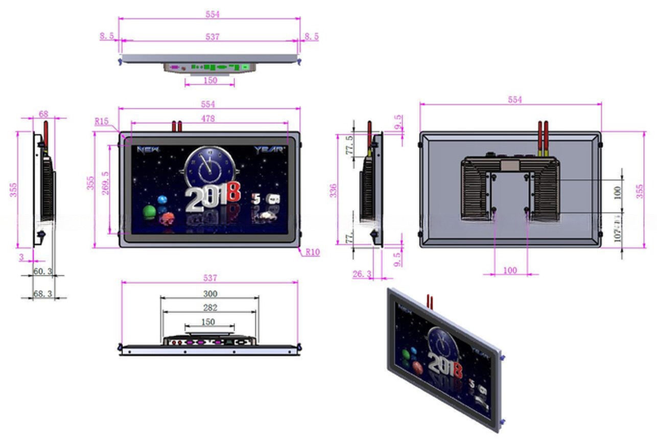 22 Inch Industrial Touch Screen PC Monitor 800*480 1280*800 OEM
