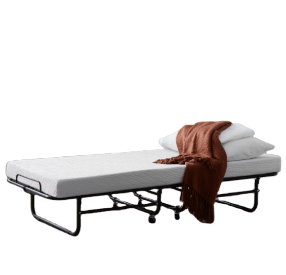Hotel Single Bed Mattress Metal Foundation Folding Bed Frame with Space-Saving Design