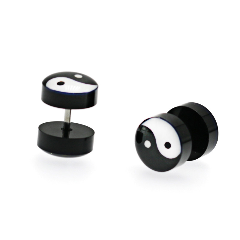 New Earings Fashion Jewelry Women's Ear Stud Barbell Piercing Punk Men Earrings Black
