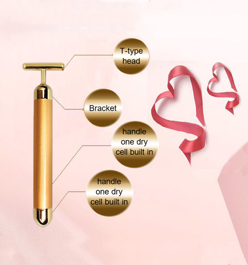 DC 1.5V T Type 6000VPM 24K Facial Vibration Beauty Bar