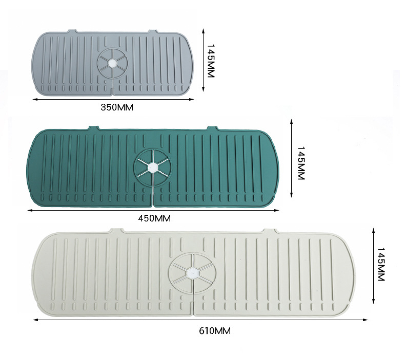 Custom Size Silicone Countertop Drain Pad for Kitchen Bathroom Faucet Splash Guard Mat
