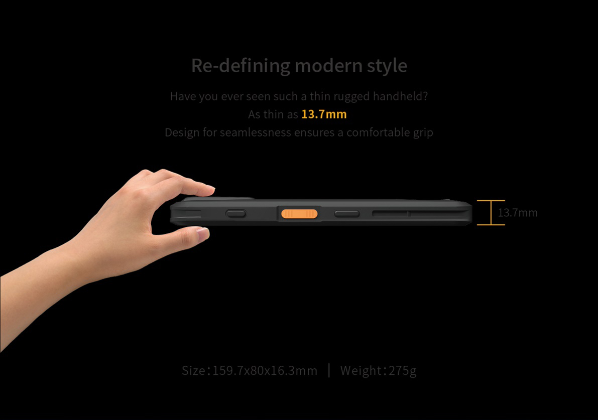 5.7 Inch Handheld EM-T60 with Android 10.0 GMS Camera Rear 16.0Mp OCTA Core Industrial PDA Handheld