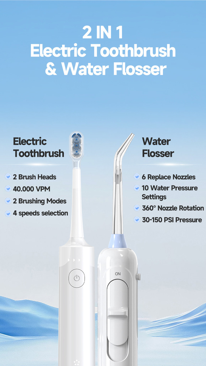 Electric Oral irrigator 1000ml Capacity 2 IN 1 Countertop Water Flosser with Toothbrush Combination