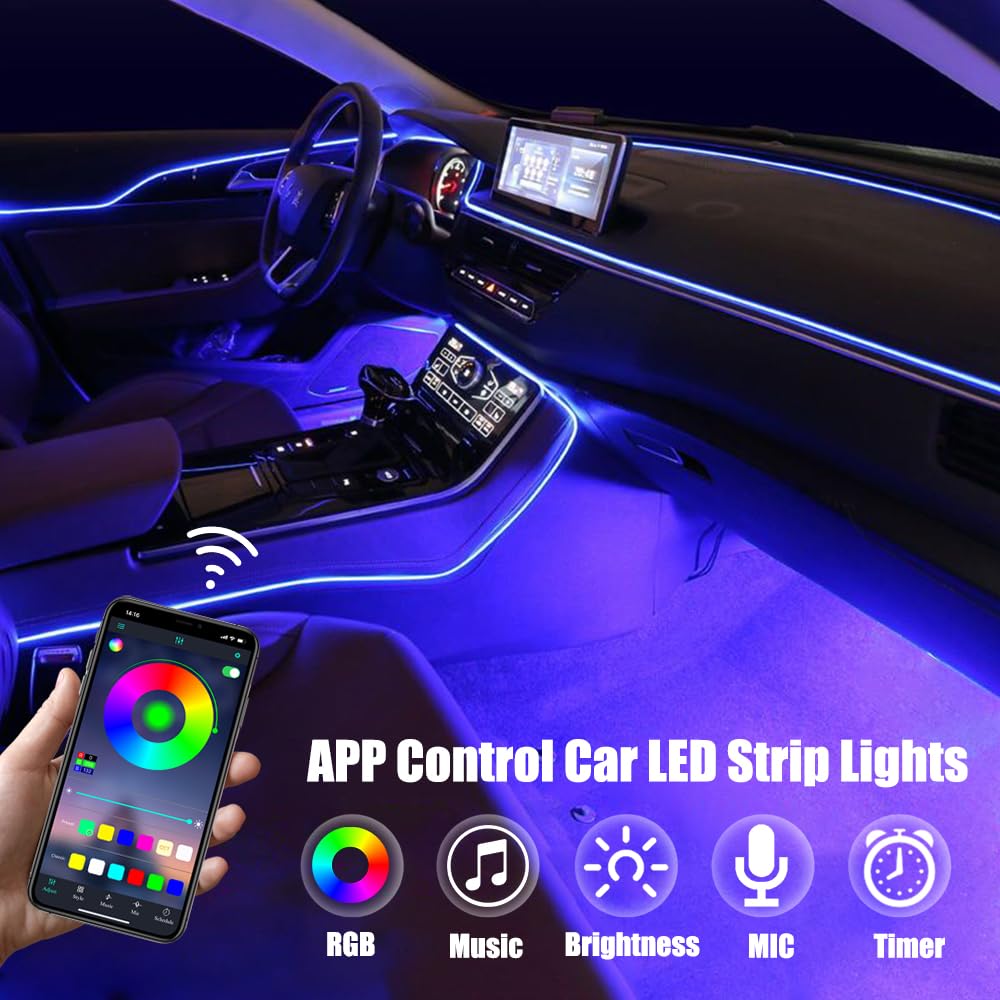 Special Functions 5 in 1 Car Interior Lights 16 Million Colors with Wireless Control