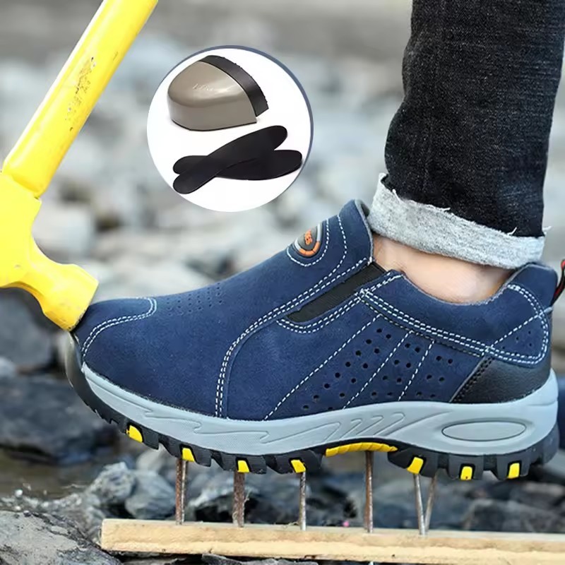 Hot Sale No Lace Non Slip Leather Woodland Steel Toe Construction Safety Work Shoes For Women Men