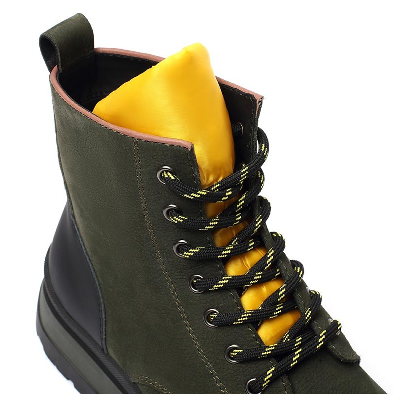 Velvet Sock Euro 40size Mens Leather Casual Boots Spring Olive Green