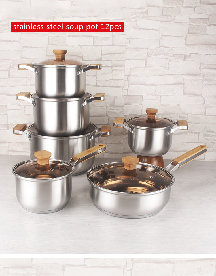 Factory Wholesale Different Size Cookware Set Custom Pots Wholesale 12pcs Stainless Steel Cooking Pot And Pan Set
