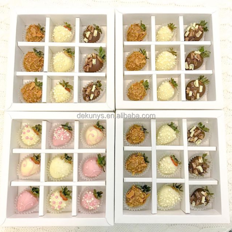 Folded White Strawberry Chocolate Container Box Packing With Clear Window