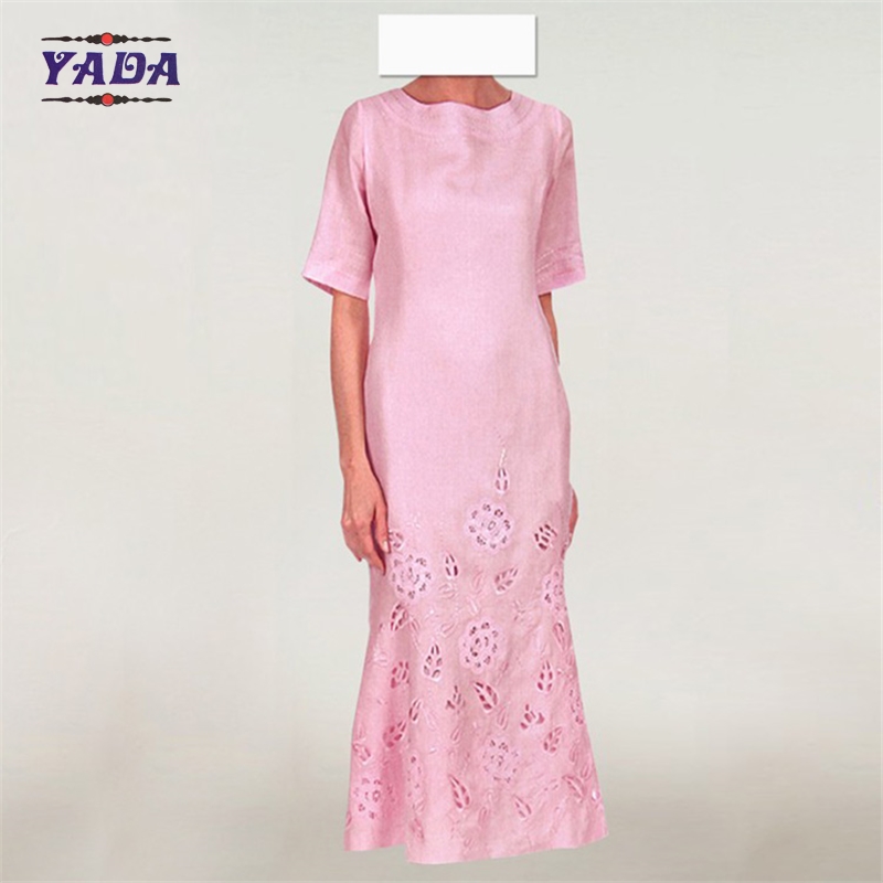 Ladies african bazin hand embroidery design party swing casual dress dresses sexy for women