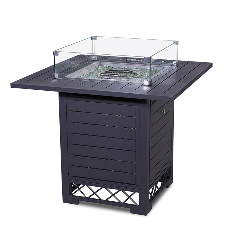 Rectangle Outdoor Propane Fire Pit Table 30 Inch 55000 BTU Square Rattan Gas Firepits
