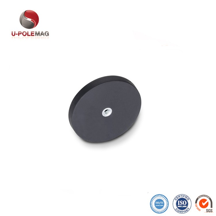 Easy to Install D43 D66 D88mm Rubber Coated POT Mounting Magnet With Internal Thread
