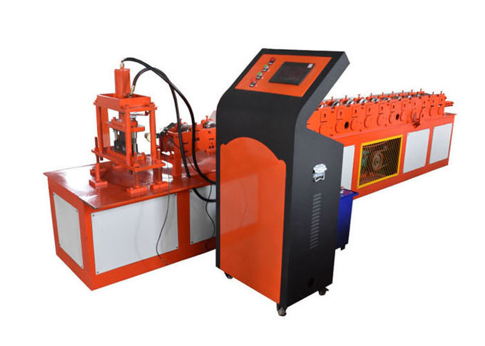 Galvanized Iron Shutter Door Roll Forming Machine , Orange Color Door Frame Making Machine 0