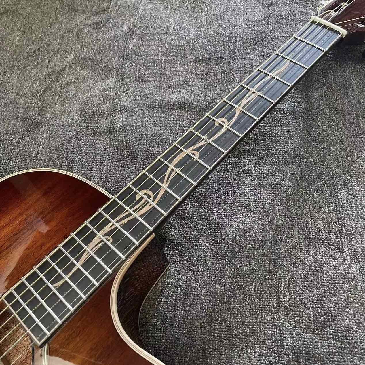 Custom 6 Strings KOA Wood Taylor Style Acoustic Guitar Glossing Finish Body Matt Neck Open Tuner