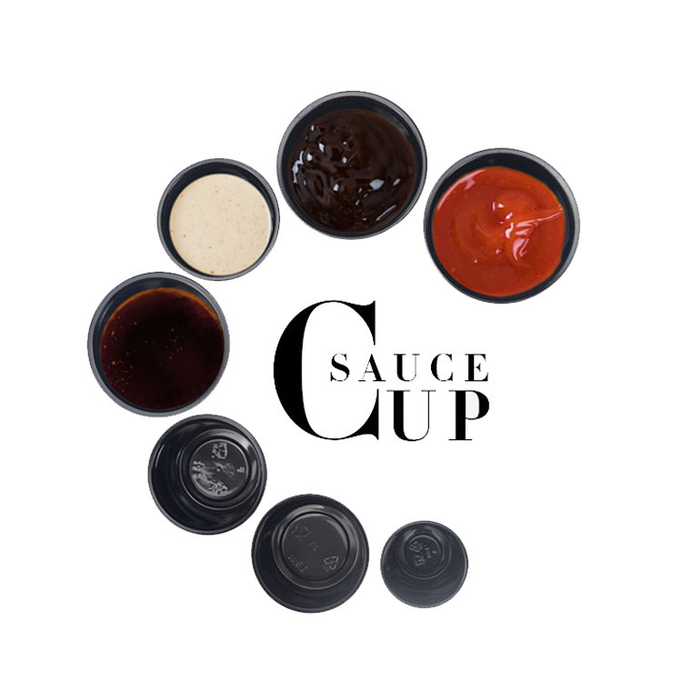Black Color PET Lid 1.5OZ Disposable Sauce Cup