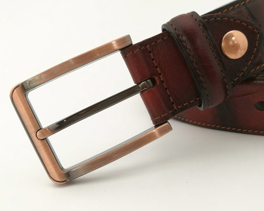 Alloy Pin Buckle Double Color Crocodile Grain Mens Coloured Belts 100 - 140cm Length