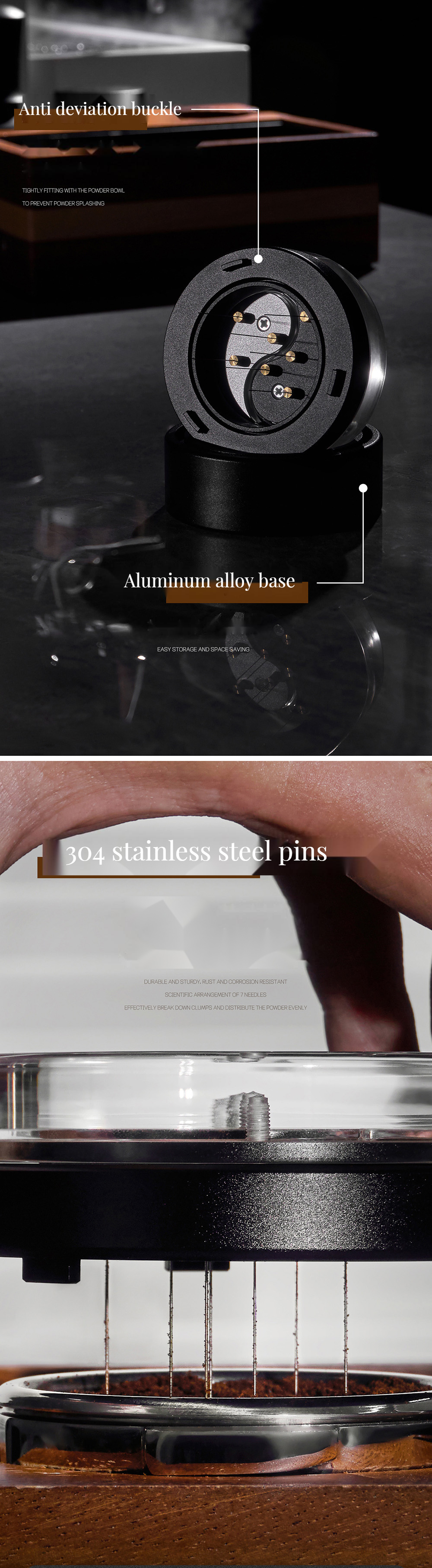 Black 7 Needles 0.4mm WDT Espresso Coffee Distributor Tool Tea Coffee Needle Distributor WDT Tool