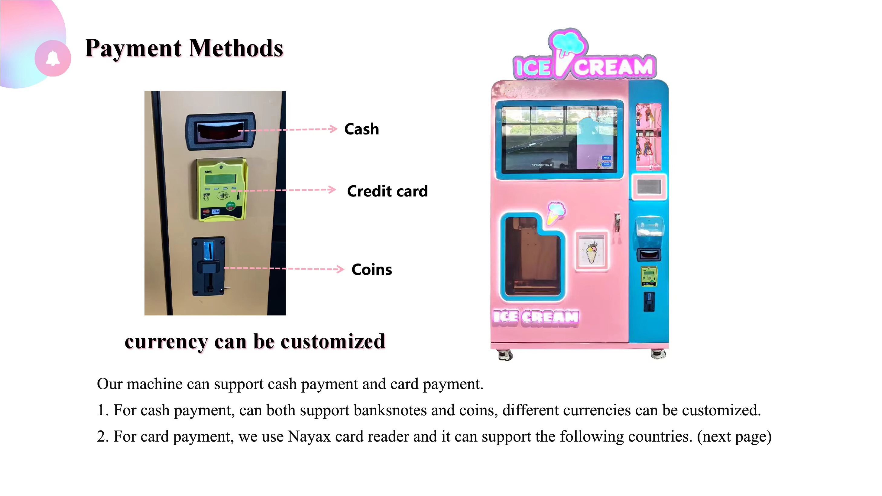 Automatic Soft Serve Ice Cream Vending Machine for 80-100g Cup Volume Commercial