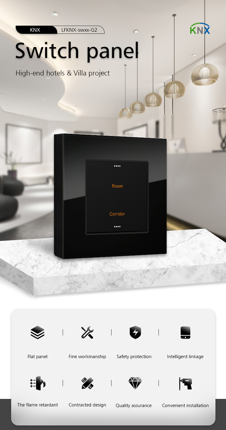 Smart Home Solution Knx Dimmer Switch Curtain Scene Control 3 Gang Wall Switch
