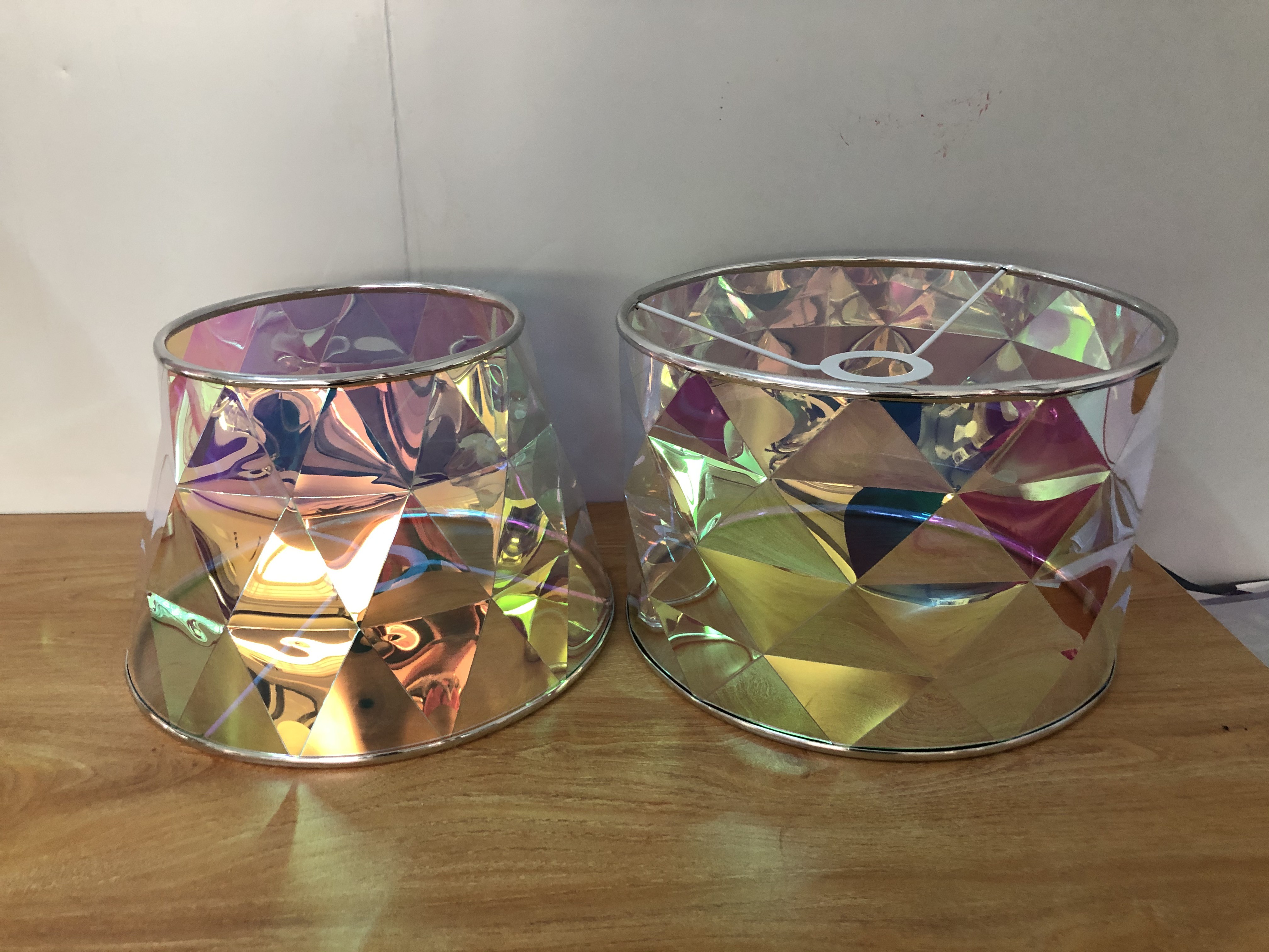 Polypropylene Drum Iridescent Lamp Shade Dia 300mm Multi Color