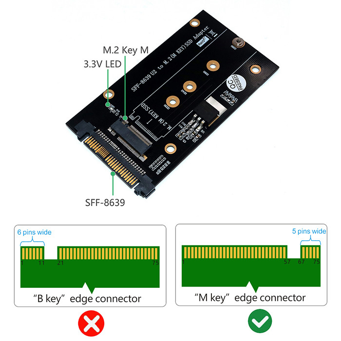 M2 NGFF Key M SSD To SFF-8639 U.2 Mini Pcie Adapter 1OZ Pcie Ssd Adapter