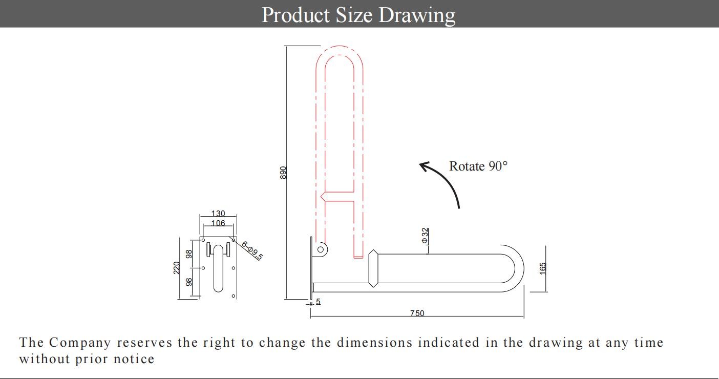 SS304 Safety Grab Bars Hardware Disabled Handrail Customized