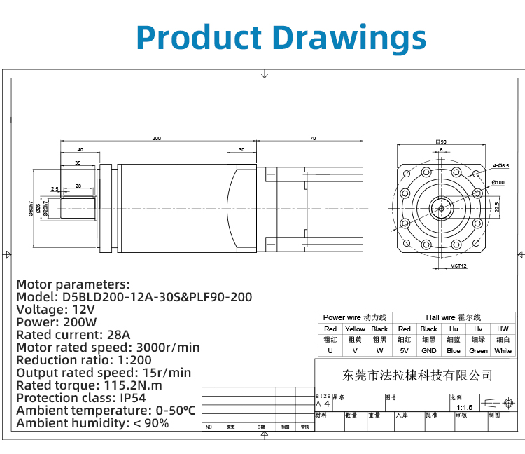 Large Torque Brushless DC Motor High Low Noise Planetary Gear Motor