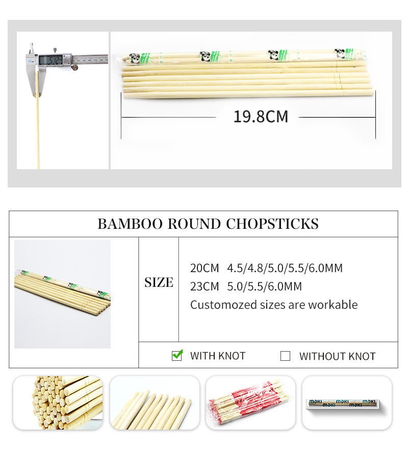 Sustainable Household 5.0mm Disposable Bamboo Chopsticks