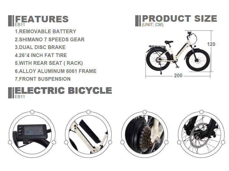 EB11 26"X4.0 Step Through Fat Tire Electric Bike 250/750/1000w