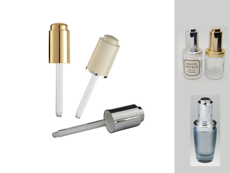 CL-D432P 18/410 20/410 plastic push button glass dropper pipettes/closures metalization