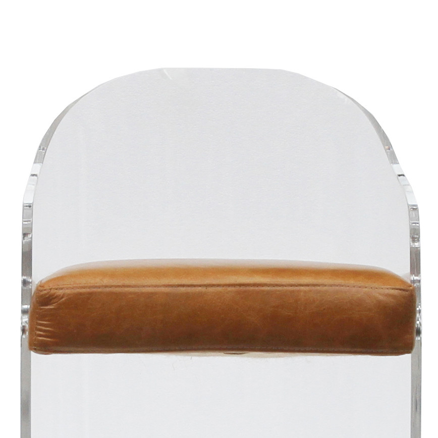 Genuine Leather Counter Height 95cm Acrylic Bar Stools With Cushion