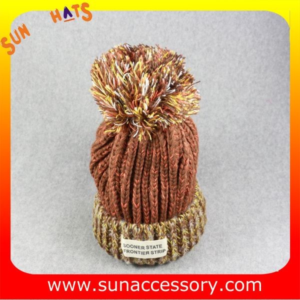 AK17014 Sun Accessory customized wholesale knitted beanie caps and hats with Pom pom ,caps in stock MOQ only 3 pcs