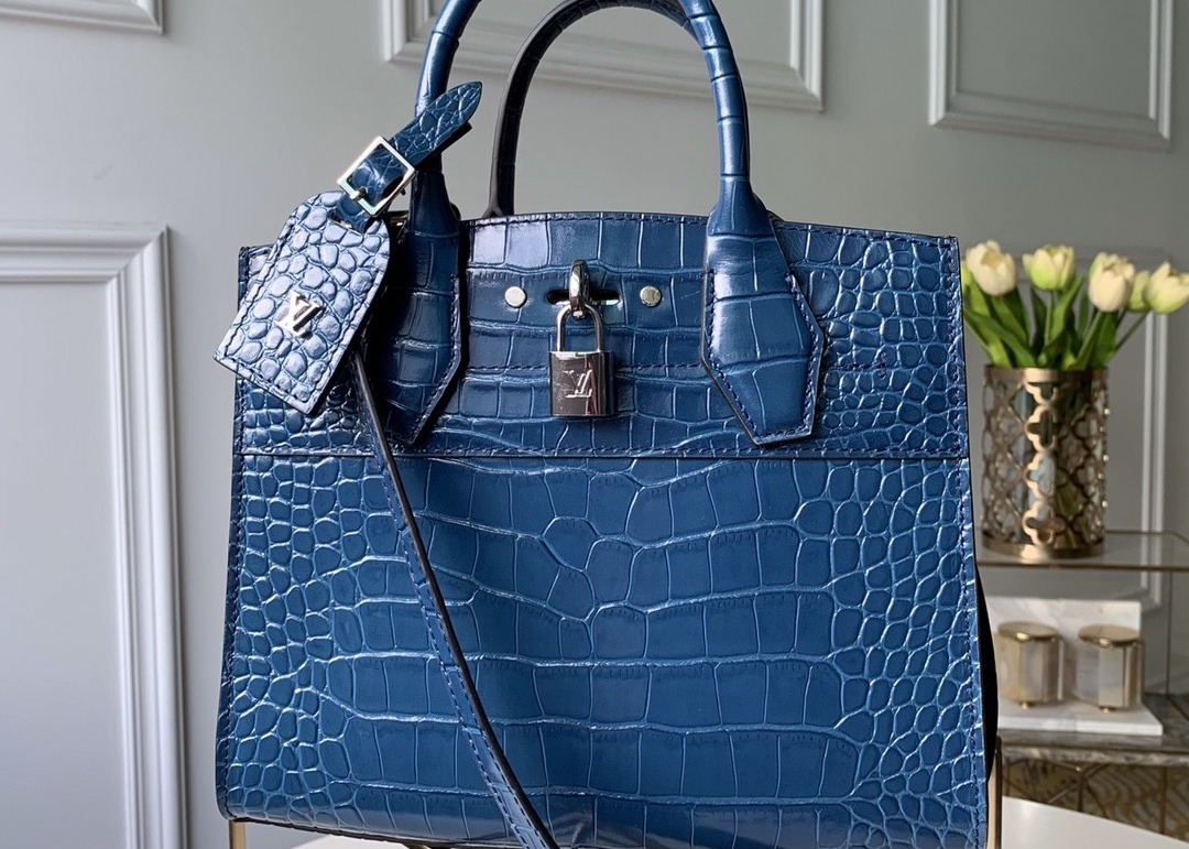 Luxury Cross Body 23cm Crocodile Skin Tote Bag Lock Decoration