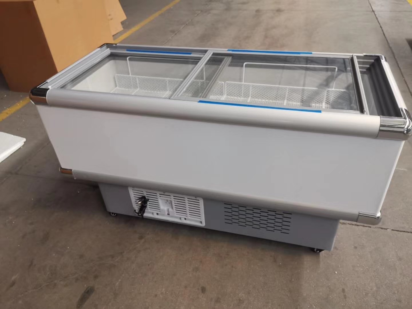 Commercial Upright Freezer Glass Door Direct Cooling Refrigeration Display Cabinet