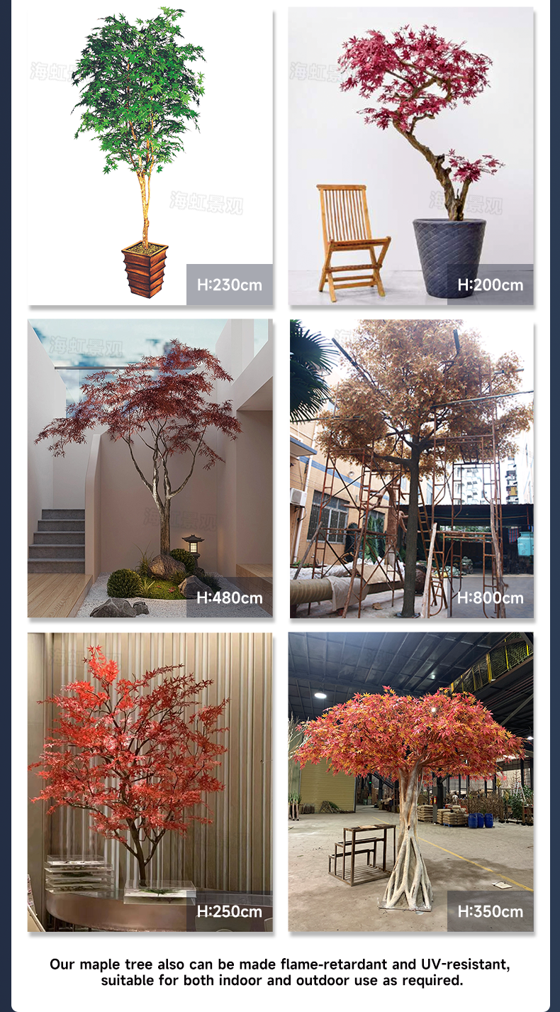 igh Simulation Maple Tree Autumn Leaves Landscaping Tree Faux Maple Trees for Shopping Mall/Resort Decoration