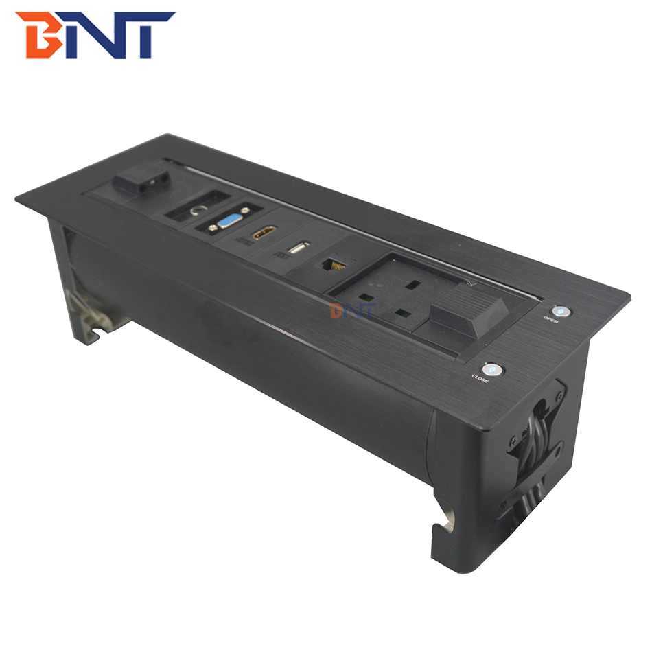 Multimedia motorized hidden tabletop power socket for meeting room
