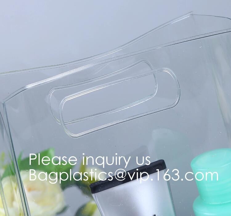 Waterproof All Over Printing PVC Coating Tote Shoulder Fabric Shopping Bag With Gusset And Lining,Jelly Clear Plastic PV