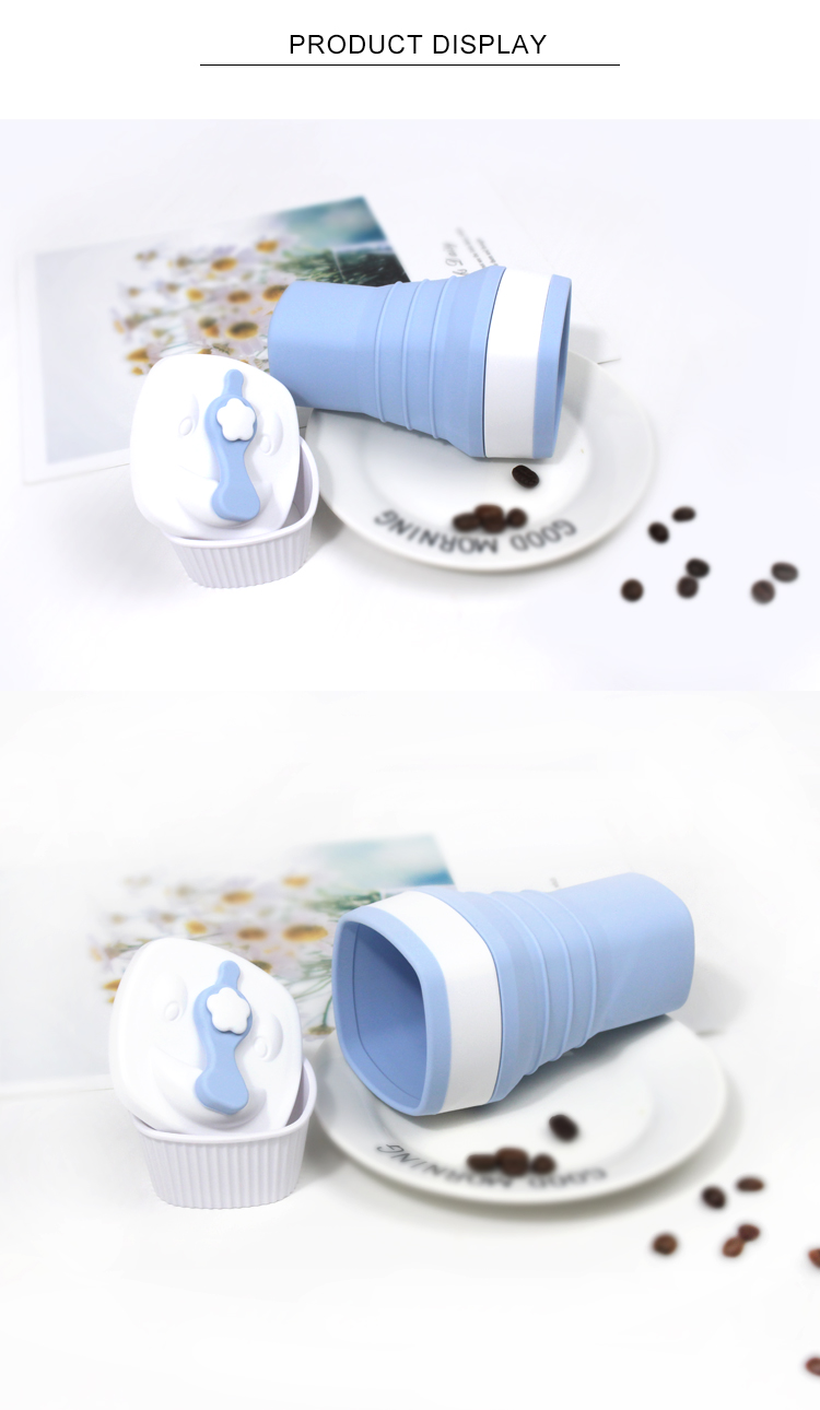 Sustainable 300ml BPA Free Silicone Coffee Cup Collapsible