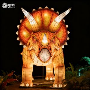 Triceratops Dinosaur Lantern - Waterproof Outdoor Silk Lantern - Realistic