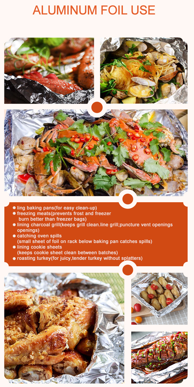 Custom 8011 Soft Temper Kitchen Tin Silver Foil Paper Food Packing Aluminium Foil Roll